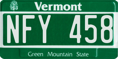 VT license plate NFY458