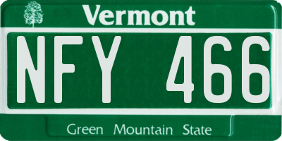 VT license plate NFY466