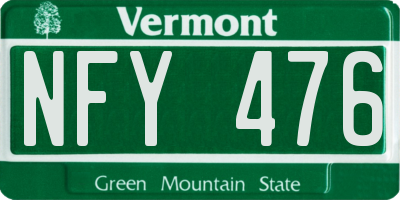 VT license plate NFY476
