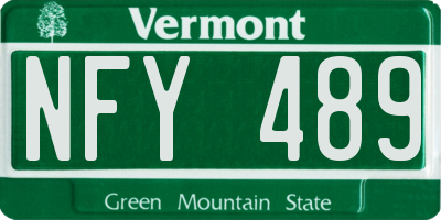 VT license plate NFY489