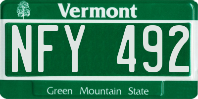 VT license plate NFY492