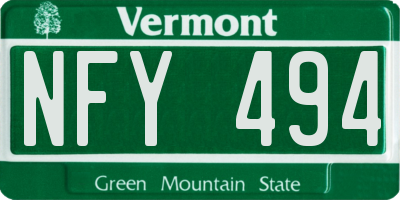 VT license plate NFY494