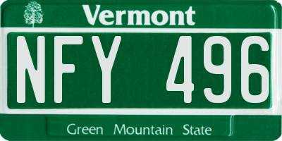 VT license plate NFY496
