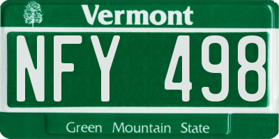 VT license plate NFY498