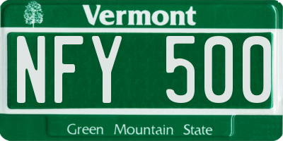 VT license plate NFY500