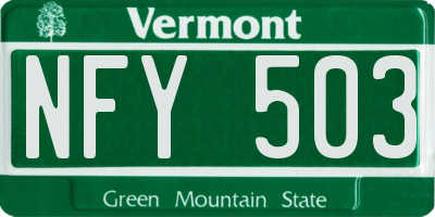 VT license plate NFY503