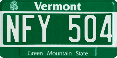 VT license plate NFY504