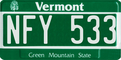 VT license plate NFY533