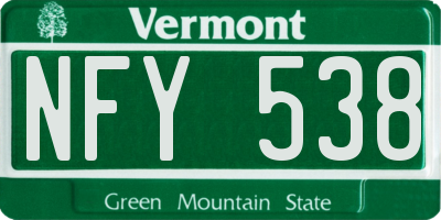 VT license plate NFY538