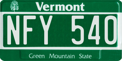 VT license plate NFY540