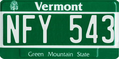 VT license plate NFY543