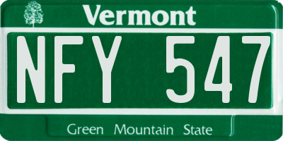 VT license plate NFY547