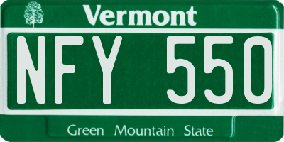 VT license plate NFY550