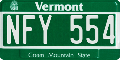 VT license plate NFY554