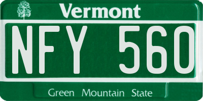 VT license plate NFY560