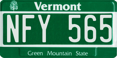 VT license plate NFY565