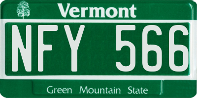 VT license plate NFY566