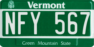 VT license plate NFY567
