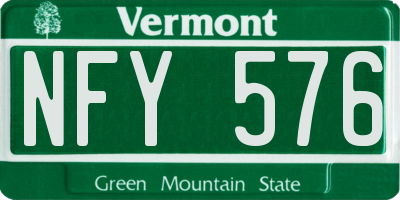 VT license plate NFY576