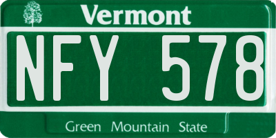 VT license plate NFY578