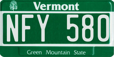 VT license plate NFY580