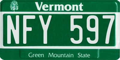 VT license plate NFY597