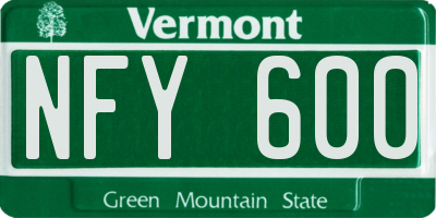 VT license plate NFY600