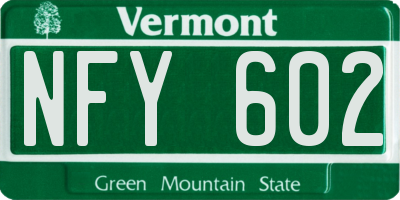 VT license plate NFY602