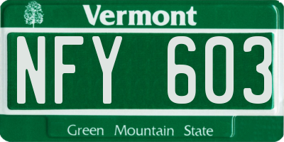 VT license plate NFY603