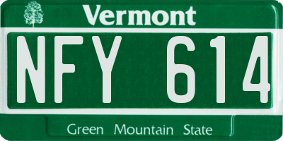 VT license plate NFY614