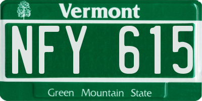 VT license plate NFY615