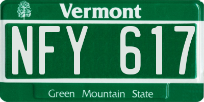 VT license plate NFY617