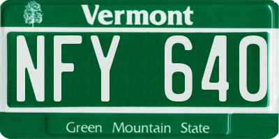 VT license plate NFY640