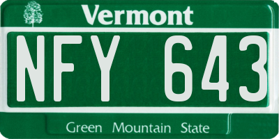 VT license plate NFY643