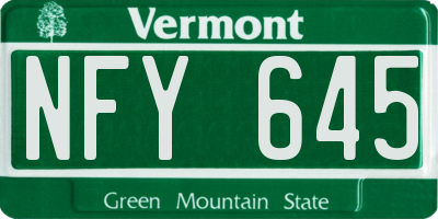 VT license plate NFY645
