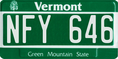 VT license plate NFY646