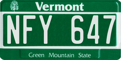 VT license plate NFY647