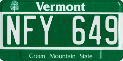 VT license plate NFY649