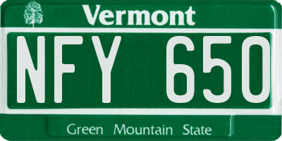 VT license plate NFY650
