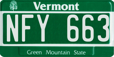 VT license plate NFY663