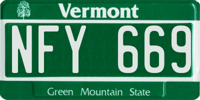 VT license plate NFY669