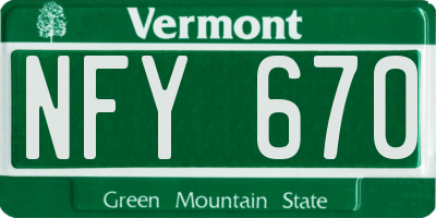 VT license plate NFY670
