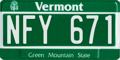 VT license plate NFY671
