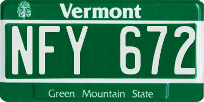 VT license plate NFY672