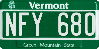 VT license plate NFY680
