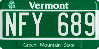 VT license plate NFY689