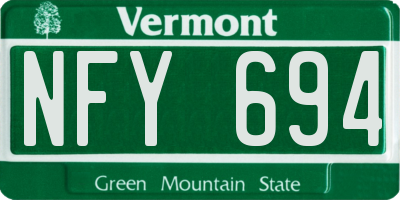 VT license plate NFY694