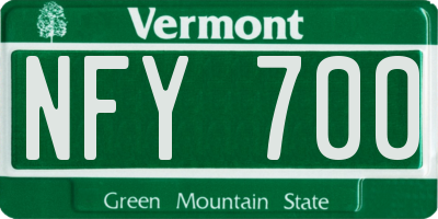 VT license plate NFY700