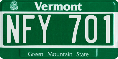 VT license plate NFY701