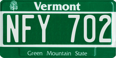 VT license plate NFY702
